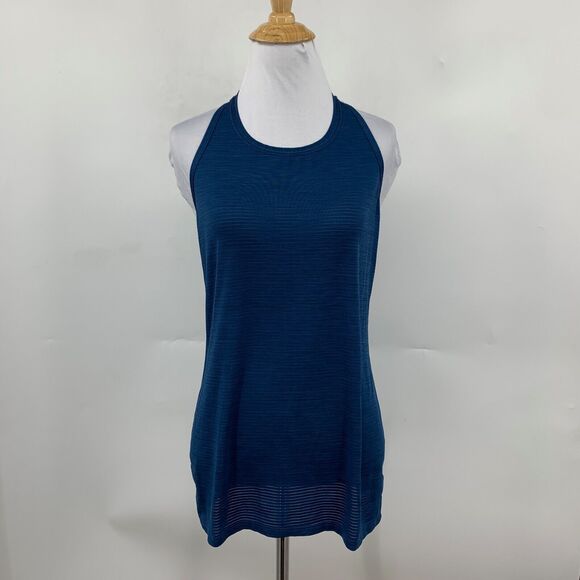 Athleta Tank Women XS Extra Small Pacific High Neck Shadow Striped Chi Racerback - Picture 2 of 13